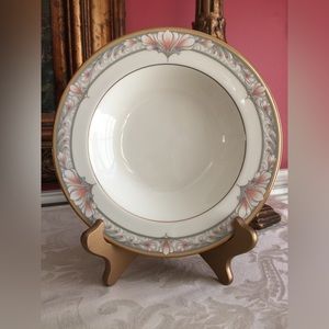 TWO (2) 8.25" Barrymore Noritake rimmed cream soup bowls fine bone china